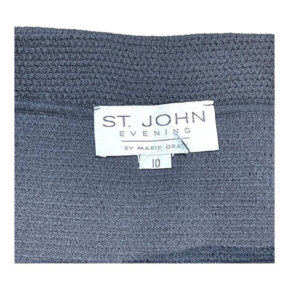St. John Navy Blue Santana Knit Cardigan & Skirt Suit Set By Marie Gray Size 10 - Picture 6 of 11